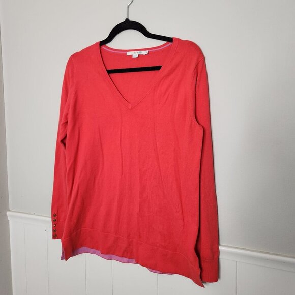 BODEN V Neck Hot Pink Knit Sweater - Picture 1 of 6
